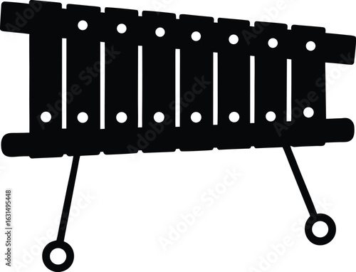 black silhouette a xylophone on white background.eps