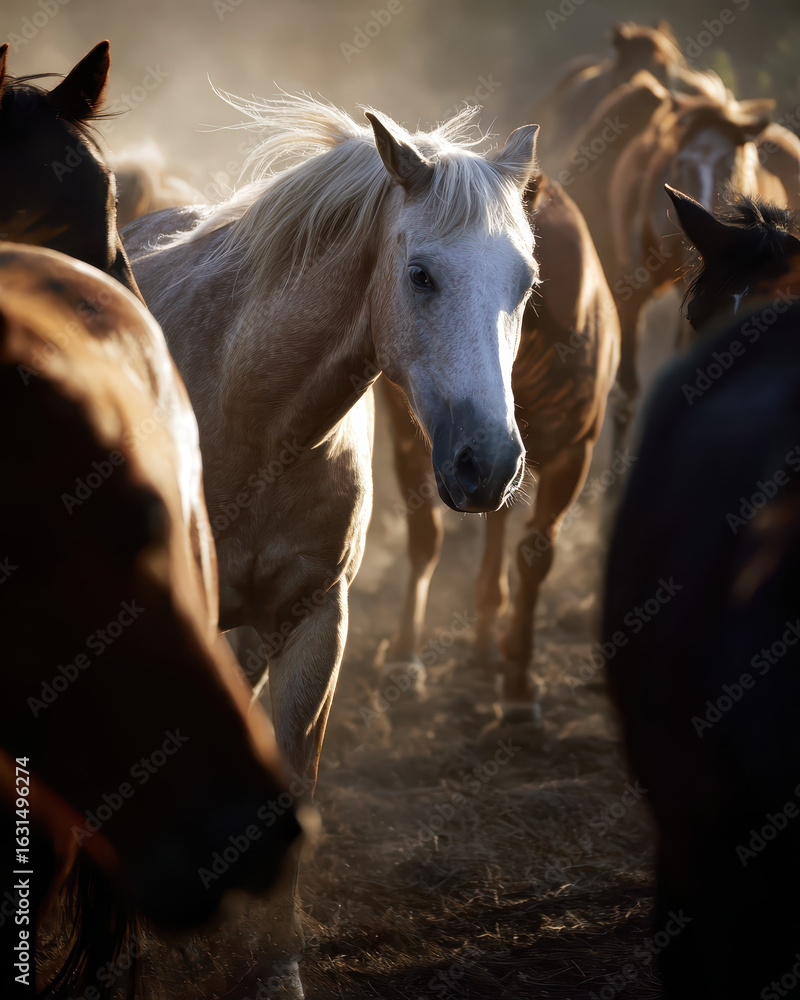 Obraz premium Horses Interacting in Herd