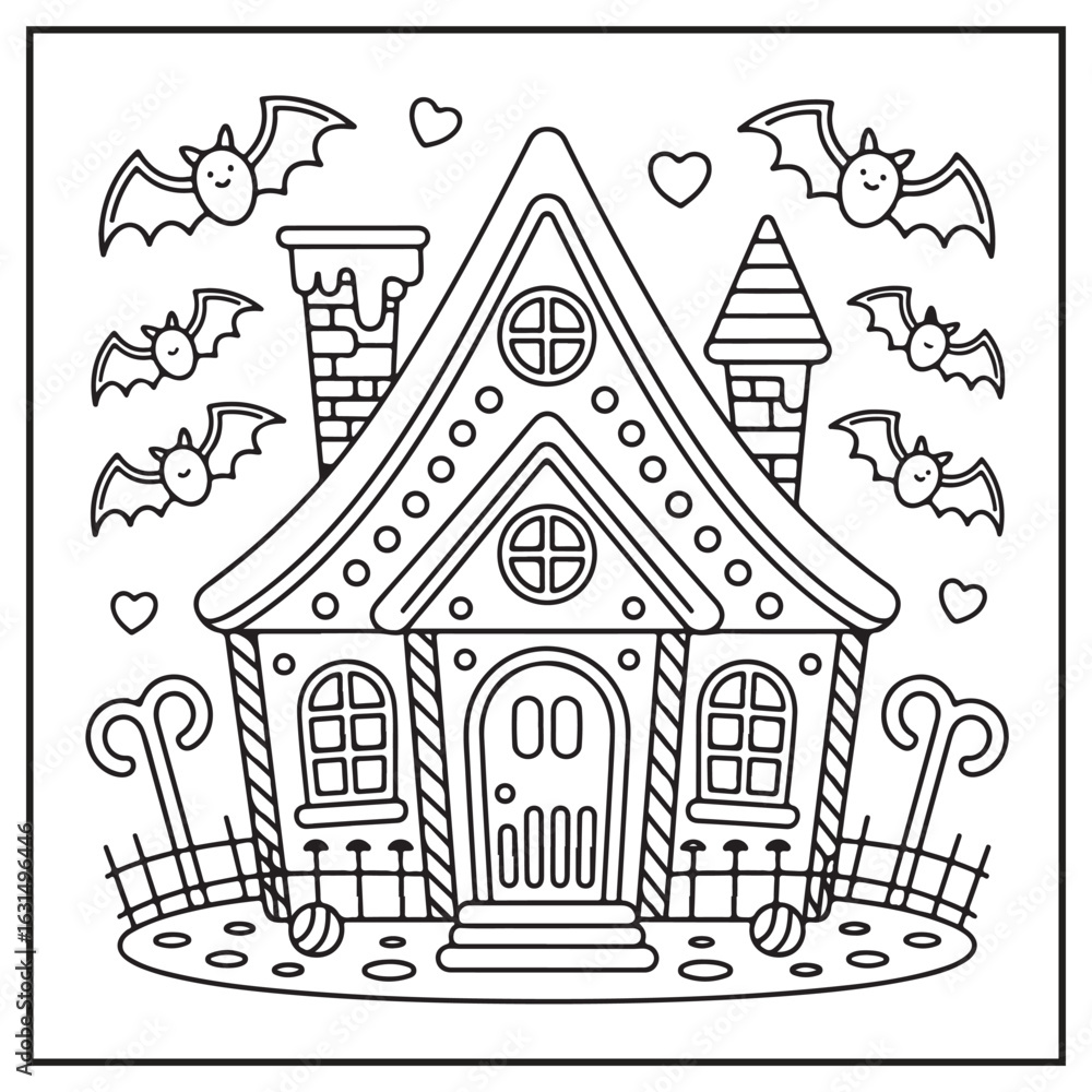 Fototapeta premium Little Candy Houses Coloring Pages