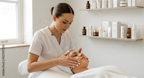 Professional facial treatment and skincare routine at beauty clinic