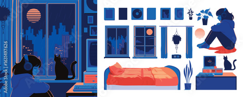 Retro Aesthetic Lofi Digital Icon Collection with Illustration