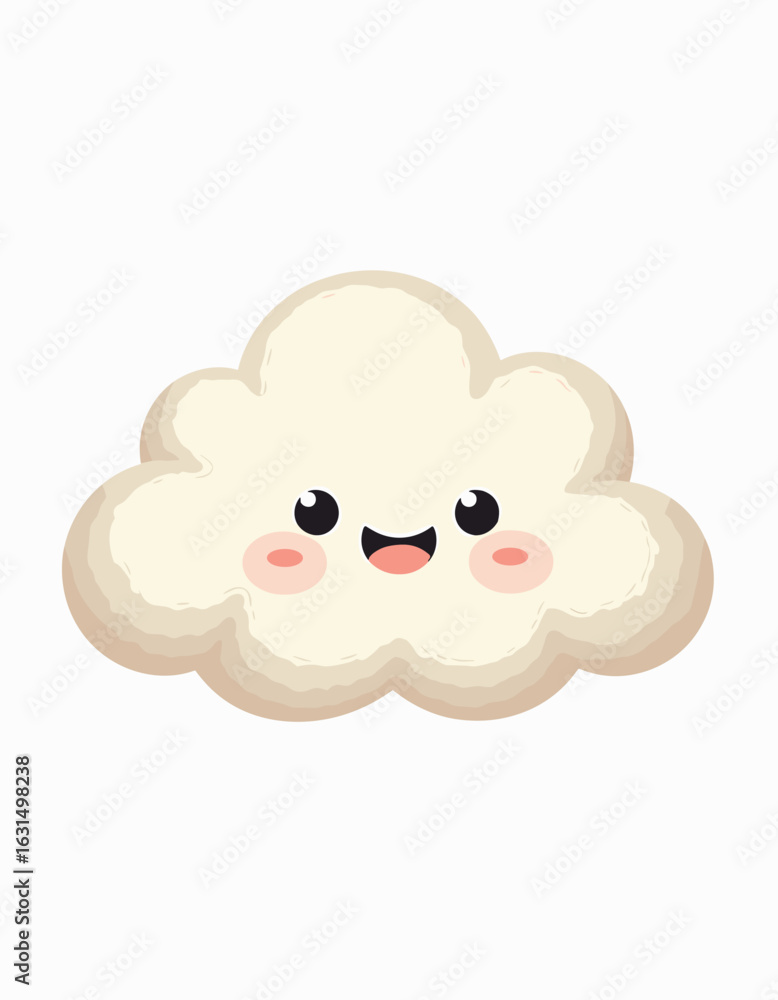 Fototapeta premium Cute puffy cloud smiling