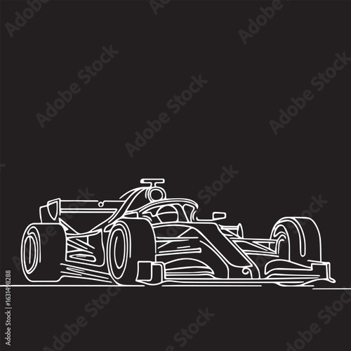 Continuous one single minimal line drawing formula 1 racing car