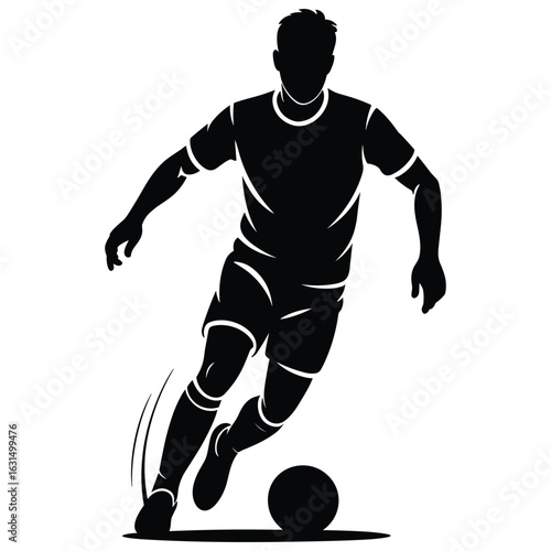 Soccer player dribbling the ball in a dynamic silhouette