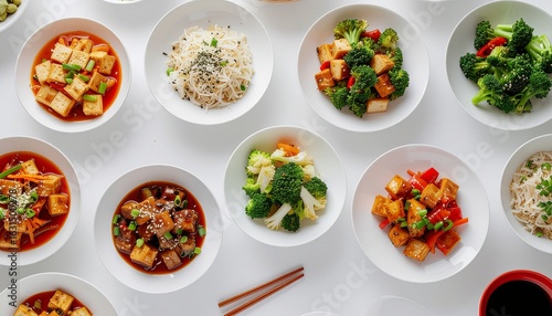 ヘルシーなアジアン料理 - 豆腐と野菜, Healthy Asian Cuisine - Tofu and Vegetables