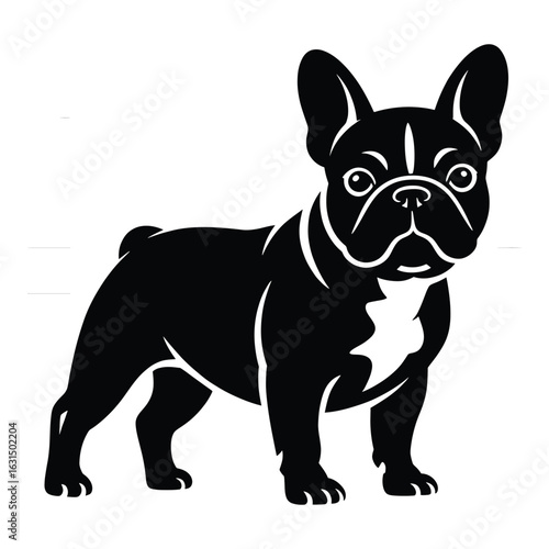 Elegant black and white French Bulldog illustration design for pet lovers and graphic design projects featuring a stylish canine silhouette