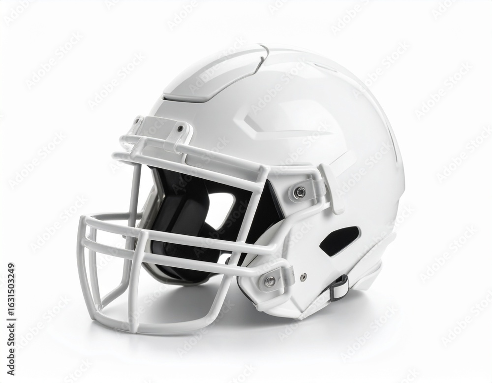 Fototapeta premium White American Football Helmet with Face Guard on White Background