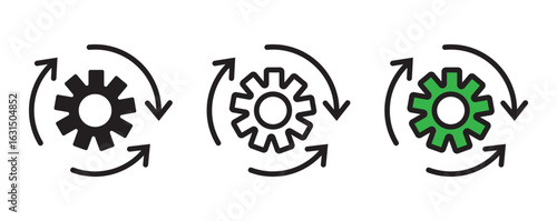 Implementation colored icon set. Icon In Different Style Vector Illustration. Designed In Thin Line, Regular Line, Bold Line, Glyph, Color Line,
