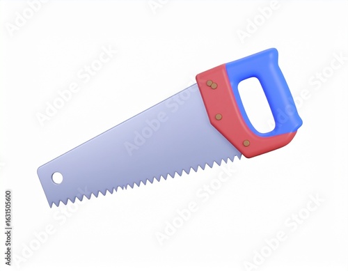 saw icon 3d rendering isolated on white background cartoon plastic style icon