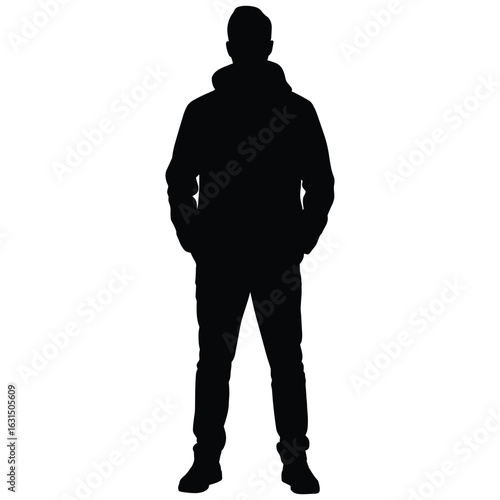 Group of construction workers standing in a line silhouette
