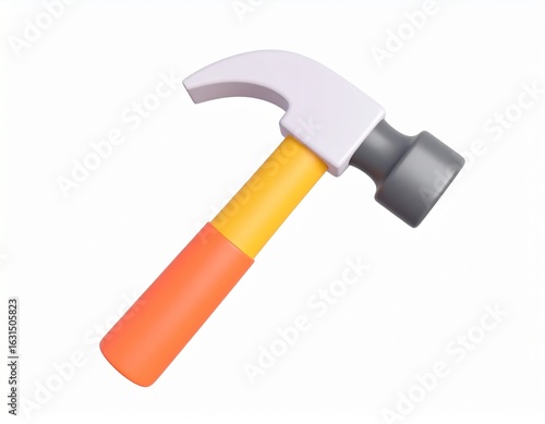 hammer icon 3d rendering isolated on white background cartoon plastic style icon