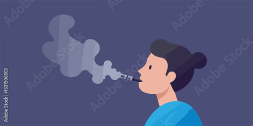 Minimal Smoking Vector with E-Cigarette and Vapor Trail