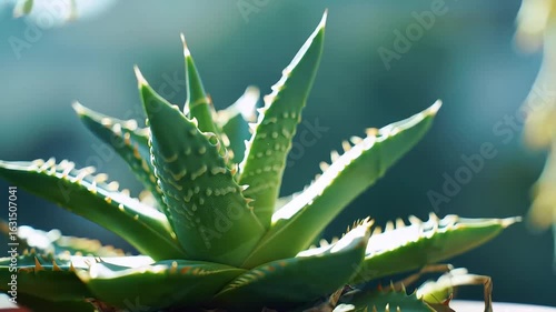 Wallpaper Mural Vibrant aloe vera succulent plant shows bright green leaves and distinctive white markings Torontodigital.ca