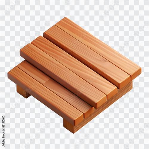 3D Wooden Planks Icon | Realistic Timber Boards, Construction & Craft Material