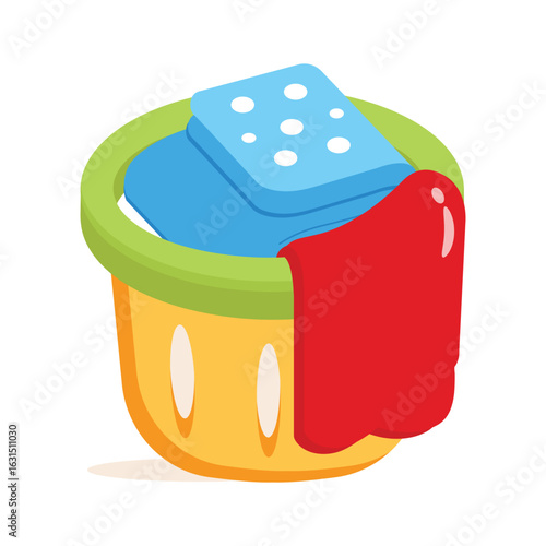 Premium 3d style icon of full laundry basket