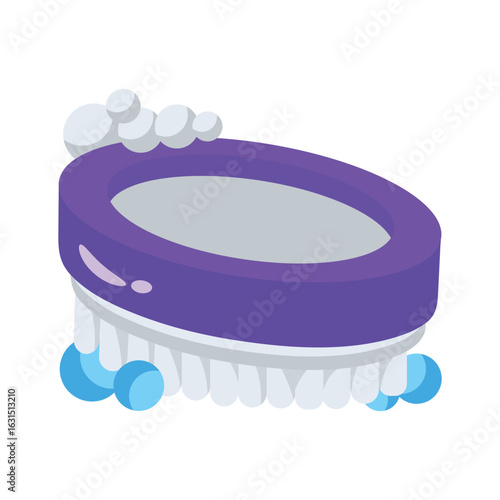 Well designed 3d icon of firm scrubbing brush