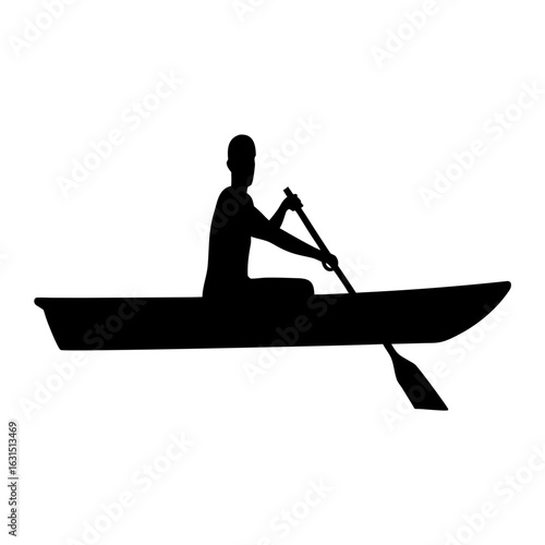 Person paddling a canoe silhouette