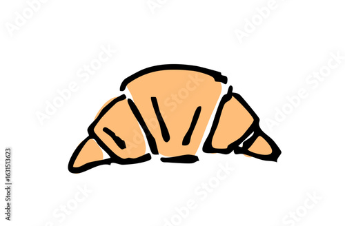 手書きカラーイラスト　クロワッサン