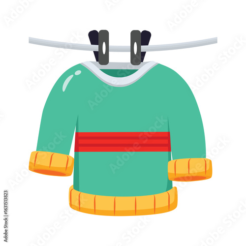 Modern 3d style icon of drying hanging clothes