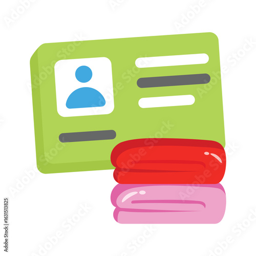 A handy 3d style icon featuring laundry card with folded clothes