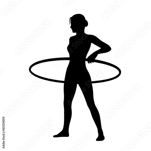 Woman hula hooping silhouette