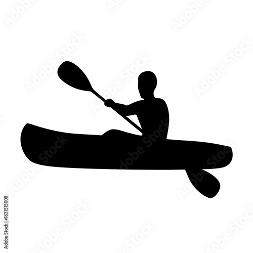 Person kayaking in a canoe silhouette