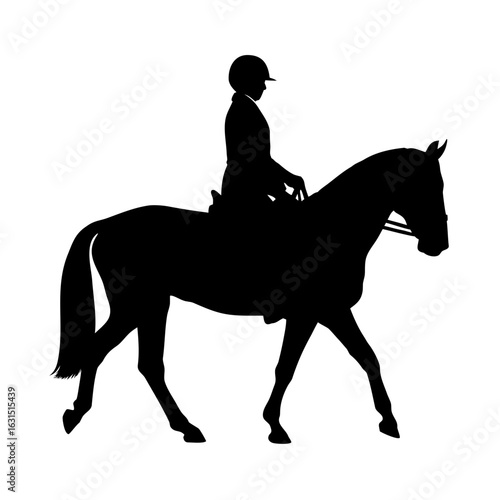 Equestrian rider and horse silhouette