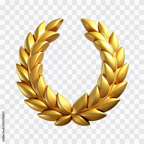 3D Gold Laurel Wealth Icon | Victory, Luxury & Achievement Symbol