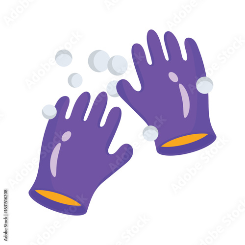 Trendy 3d style icon of rubber hand gloves