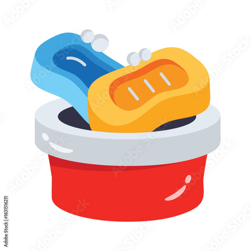 Get this trendy 3d style icon of laundry soap tub