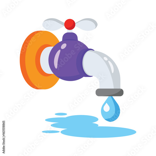 Sleek 3d style icon of metal water tap