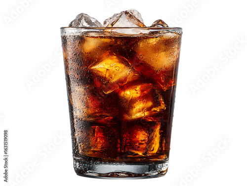  glass of cola with ice cubes