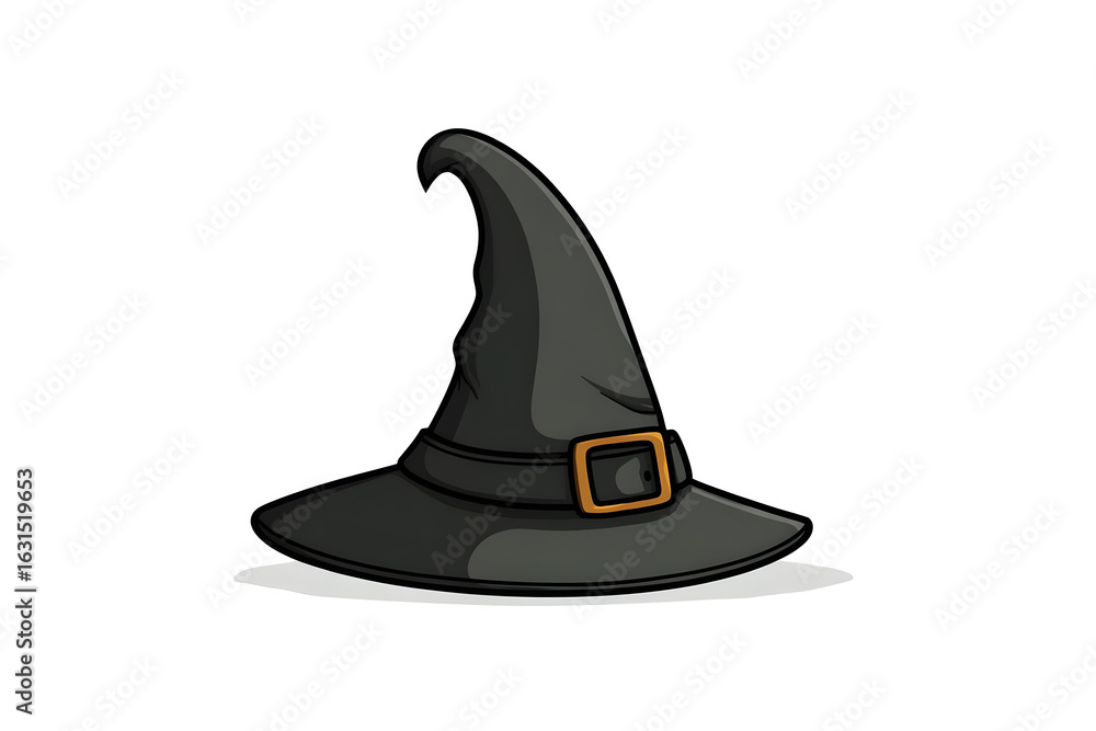 Fototapeta premium Classic witch hat in Halloween vector style, spooky and magical object.