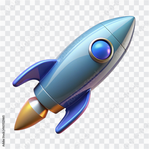 3D Glossy Glass Rocket Icon | Futuristic Launch, Space Startup & Innovation Symbol