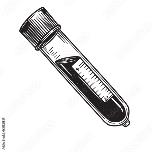 Vintage engraved illustration of a test tube containing liquid for medical research