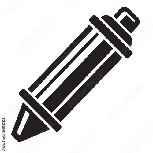 Black and white vector illustration of a fluorescent light tube lamp isolated on white