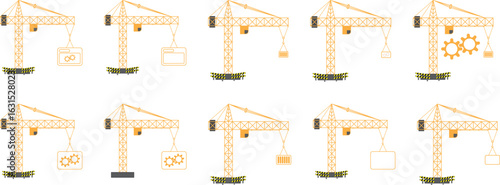 illustration of a crane tower bring material cargo