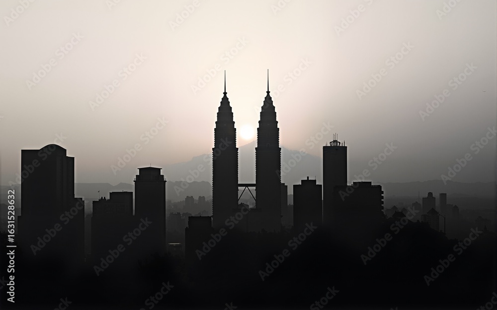 Fototapeta premium Kuala Lumpur city skyline silhouette. High quality