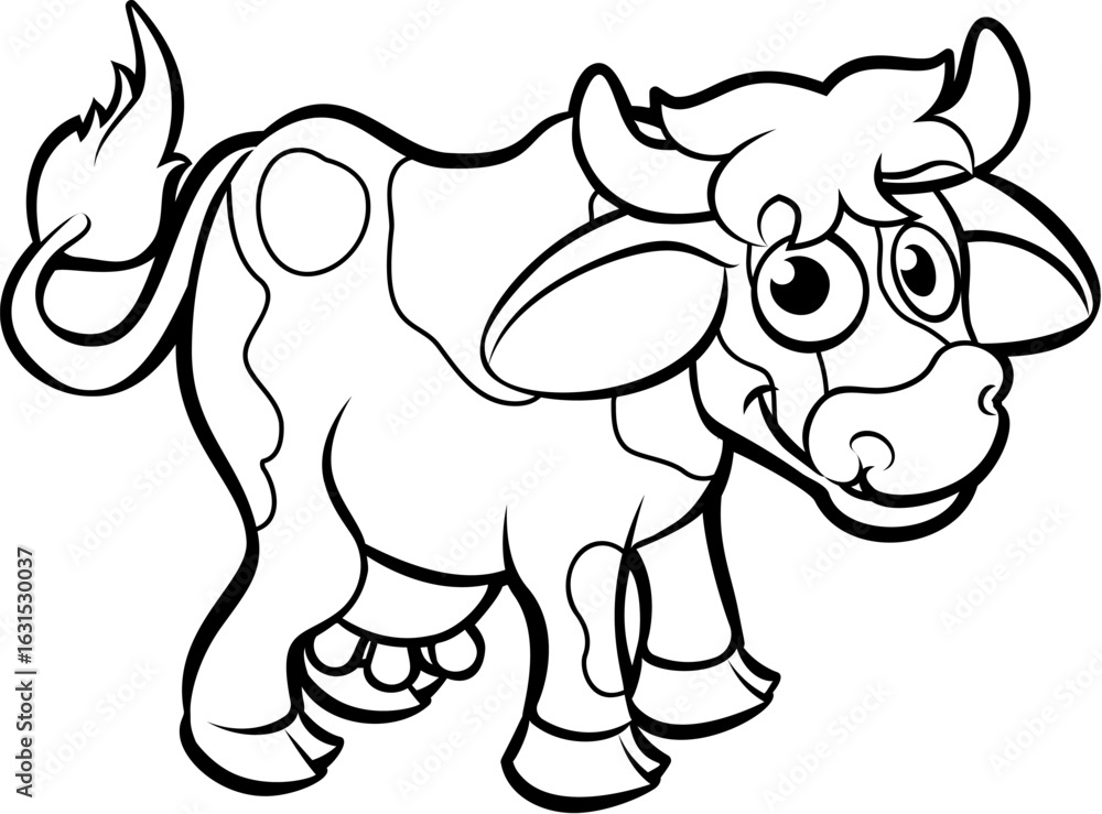 Naklejka premium A cow cartoon character farm animal illustration
