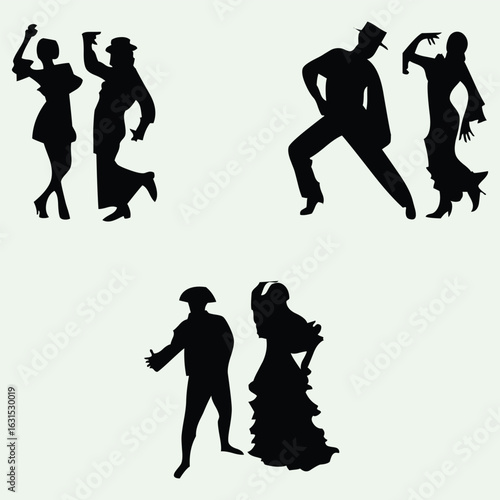 silhouettes of dancing couple