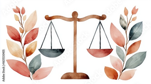 Wallpaper Mural Colorful Illustration of Balance Symbol with Leaves Representing Equality and Fairness in a Contemporary Style Torontodigital.ca