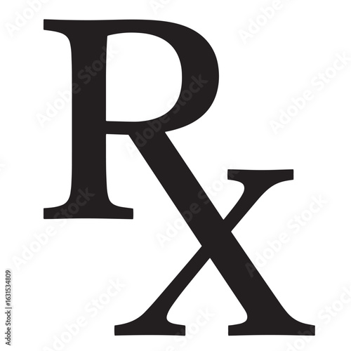 Isolated black prescription symbol on white background illustrating pharmacy and healthcare concepts