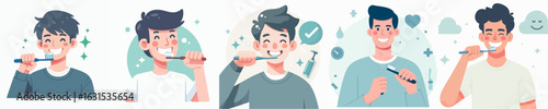 a man is brushing his teeth before going to bed