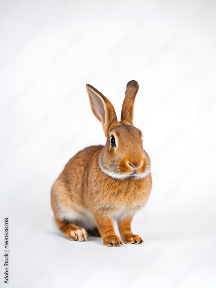 Fototapeta premium Brown rabbit on white.