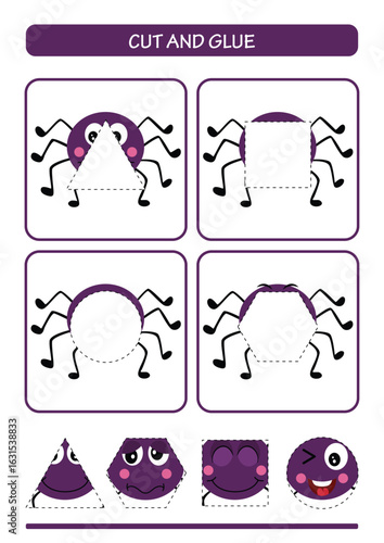 Cute Geometric Spider Shape Matching Activity