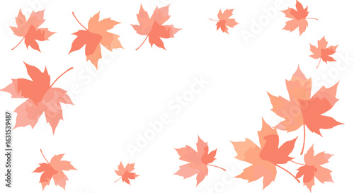 Autumn leaves falling vector design features red and orange maple leaves for seasonal backgrounds and designs, creating a picturesque scene