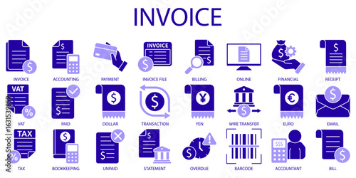 Set of invoice Icons or symbols Vector fully editable file.
