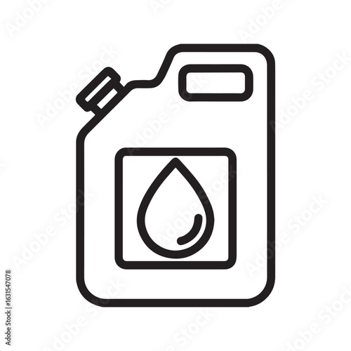 Fuel Canister Line Icon, Outline Jerrycan with Oil Drop Symbol, Gasoline Container Vector Illustration
