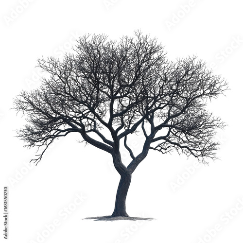 Bare Tree with Branches Reaching Upward, Representing Winter Season and the Cycle of Life, Nature's Resilience on transparent background