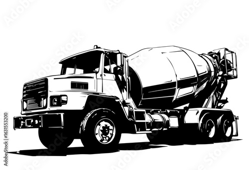 Concrete Mixer Truck Silhouette Vector Illustration